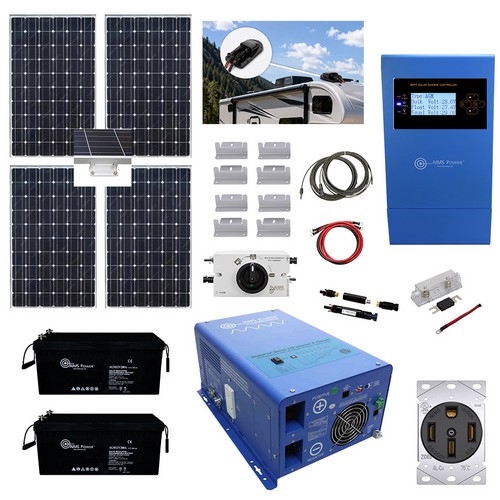 Aims Power, ECBULL, Solar 760 Watt, Inverter Charger 3000 Watt & 5.12 kWh Battery | Complete Solar Kit & Power 50A Transfer for Off Grid/Back Up or Large Mobile Setups (image for) Aims Power, ECBULL, Solar 760 Watt, Inverter Charger 3000 Watt & 5.12 kWh Battery | Complete Solar Kit & Power 50A Transfer for Off Grid/Back Up or Large Mobile Setups